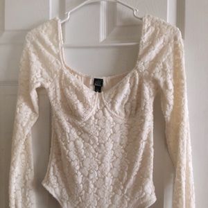 White lace body suit